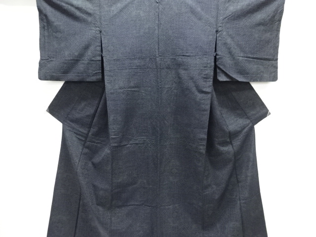 JAPANESE KIMONO / ANTIQUE HITOE KIMONO / SILK / TSUMUGI / WOVEN KIKKO & FLORAL CLASSICAL PATTERN